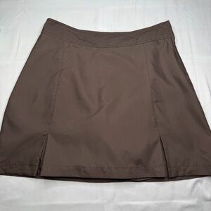 Athleta A Line Pleated Skirt Skort Brown 8 Golf Athleisure Casual Preppy